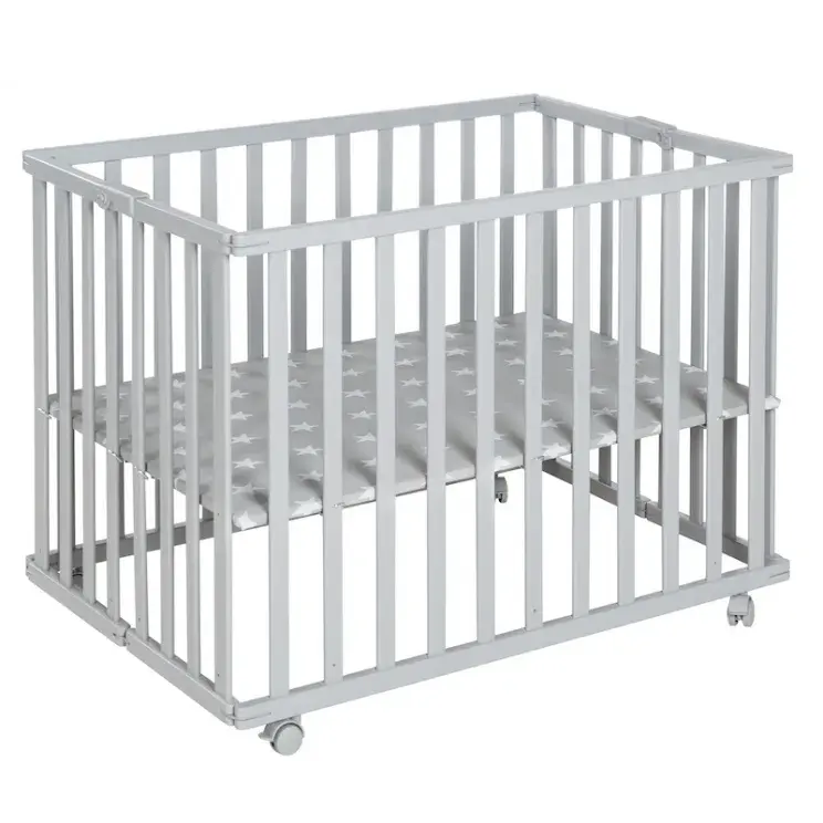 Детский складной манеж ROBA 74*100 Foldable playpen, серый 202703TP
