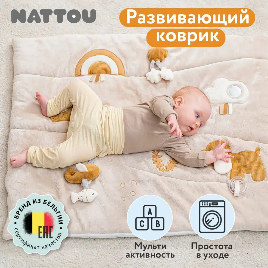 Коврик детский развивающий игровой Nattou CHARLIE Собачка без арок 388221