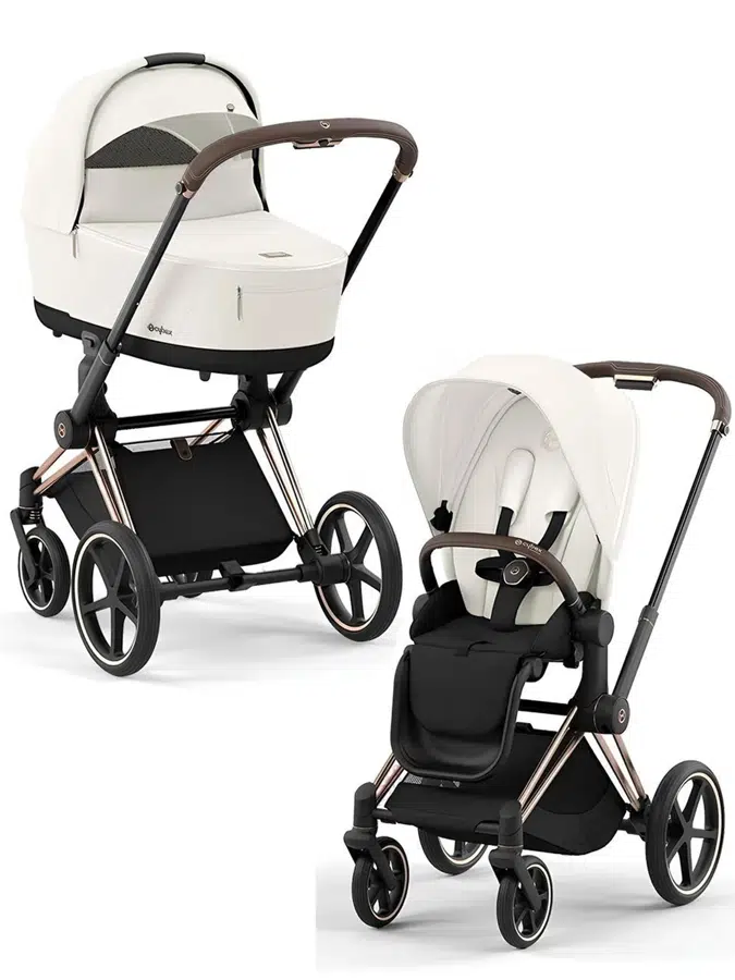 Коляска 2 в 1 Cybex Priam IV Off White/Rosegold 523001509, до 22 кг, всесезонная, белый