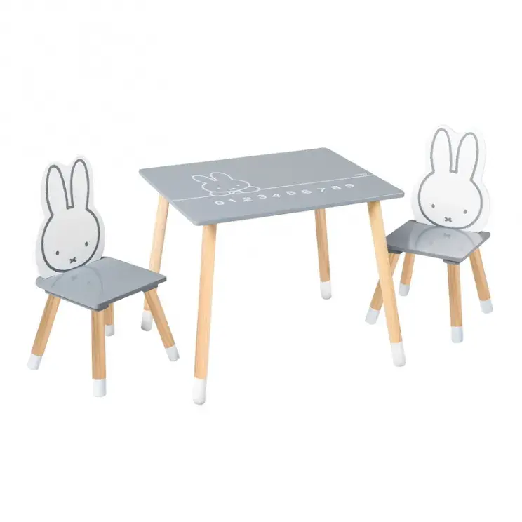 Комплект детской мебели ROBA Miffy: стол + 2 стульчика, серый/белый/натуральный 450019D210