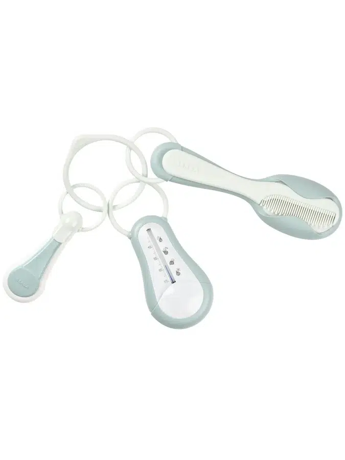Набор Beaba щипчики для ногтей, термометр, расческа с щеткой / SET ACCESSOIRE TOIL GREEN BLUE 920371