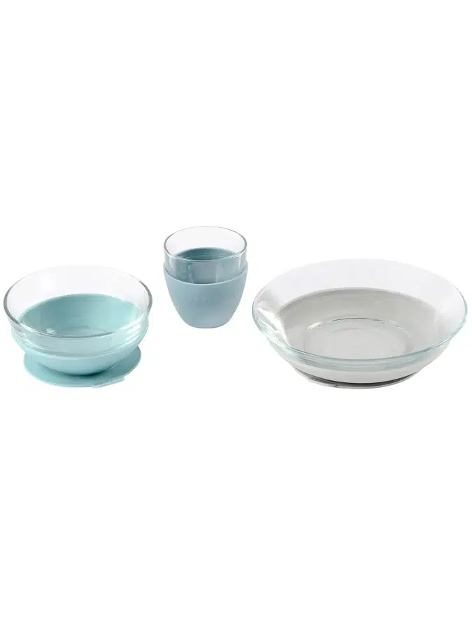 Набор посуды Beaba стеклянный: 2 тарелки, чашка Coffret Repas VERRE JUNGLE 913486