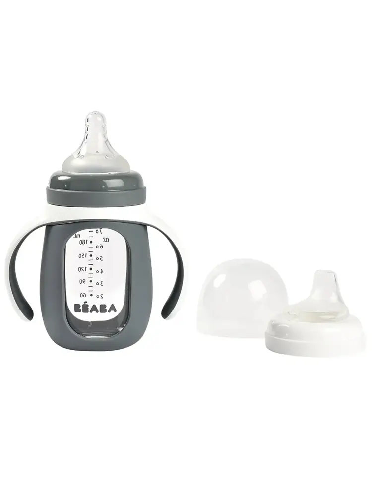 Поильник Beaba стеклянный 210 мл BIBERON VERRE/SIL 210ML M. GREY 913538