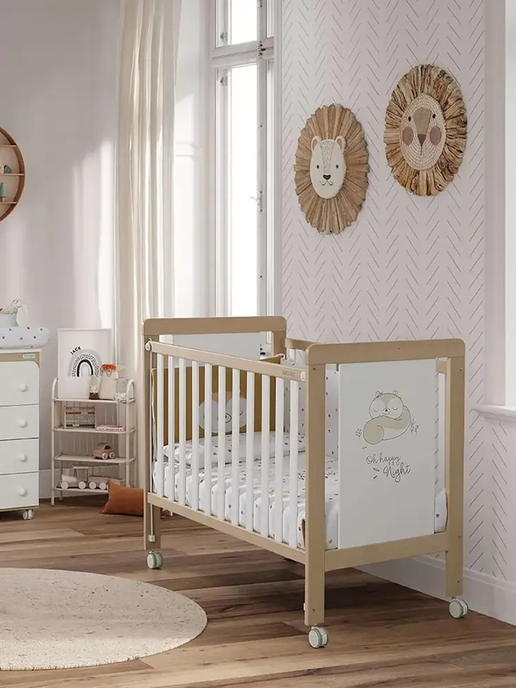 Кровать Micuna Happy 120*60 дерево/белый (wood/white), для новорожденных, дерево