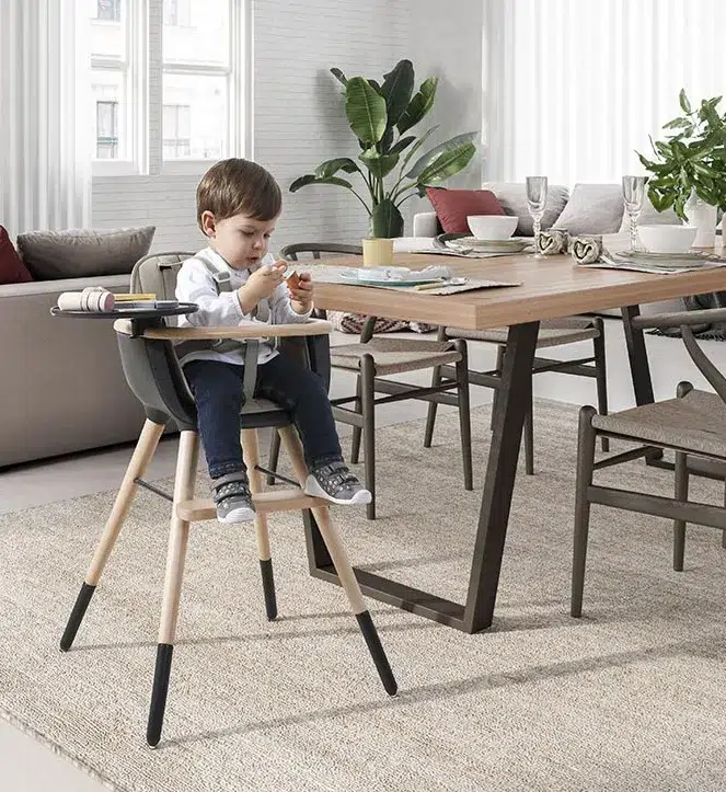 Стул Micuna OVO ORIGINAL PLUS TIMBER дерево/антрацит (wood/anthracite) полипропиленовые ремни серый (grey)