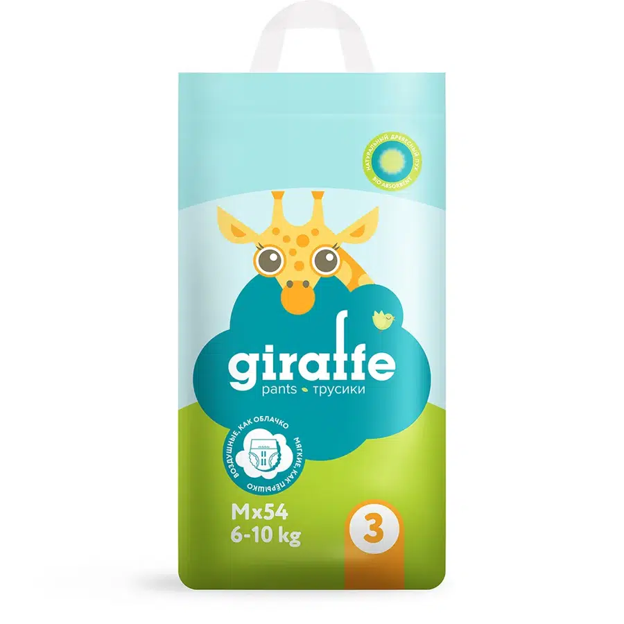 Трусики-подгузники Lovular Giraffe M (6-10 кг) 54 шт/уп 429709