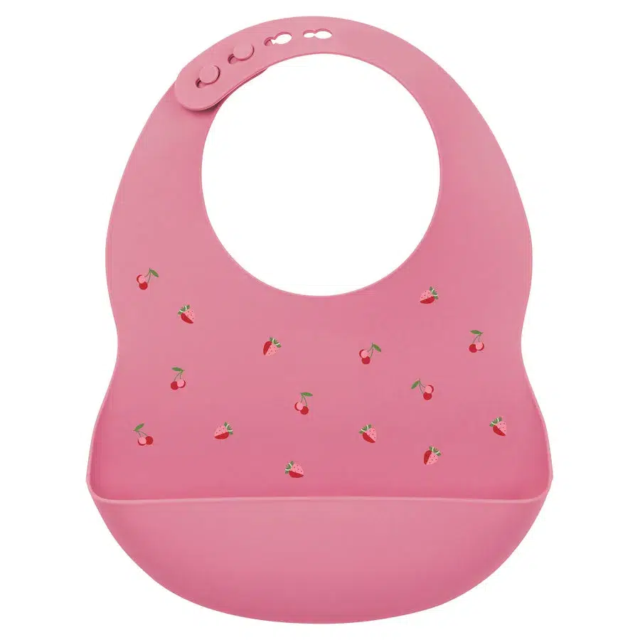 Фартук - нагрудник Nattou силиконовый berry pink Клубника Вишня 876407