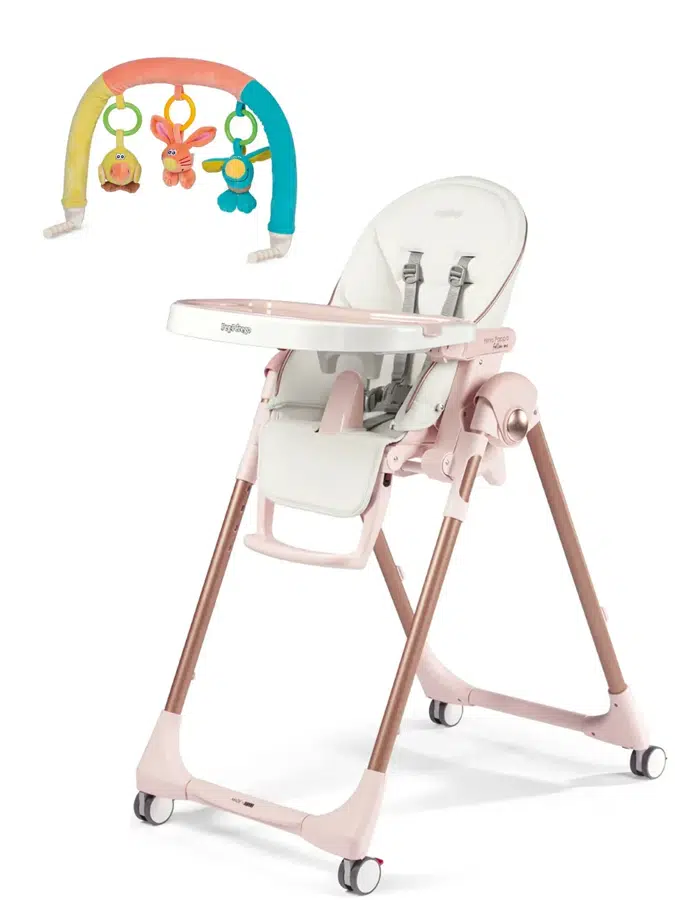 Стул для кормления Peg-Perego Prima Pappa Follow Me Mon Amour Белый с розовым