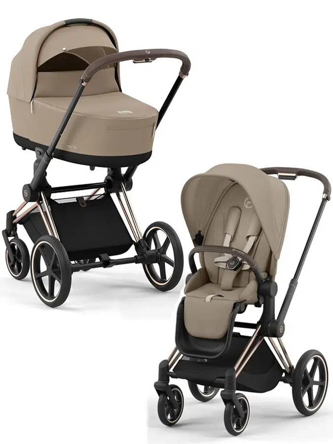 Коляска 2 в 1 Cybex Priam IV Cozy Beige/Rosegold 523001547, до 22 кг, всесезонная, бежевый