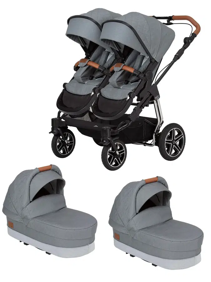 Коляска 2 в 1 для двойни HARTAN Two Select 834 серый (3 коробки)