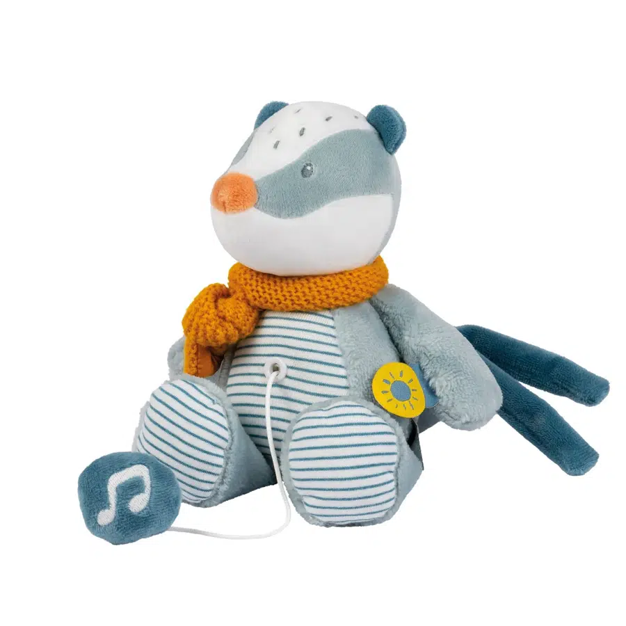 Игрушка мягкая Nattou Musical Soft toy MINI FELIX & LEO Барсук музыкальная 595063