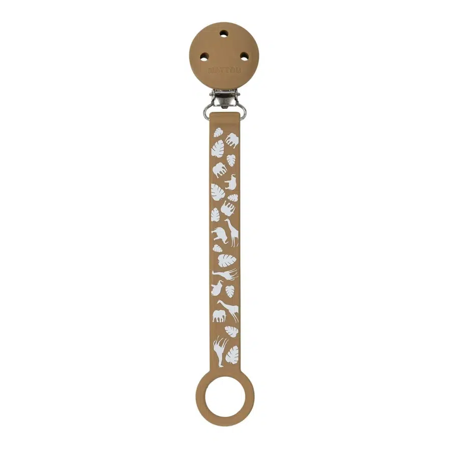 Держатель Nattou для фиксации соски Pacifinder Lapidou printed mocha 875554