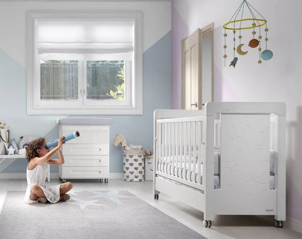 Комплект Micuna Magic & Mum Relax №1: кровать 120*60, комод white grey stars