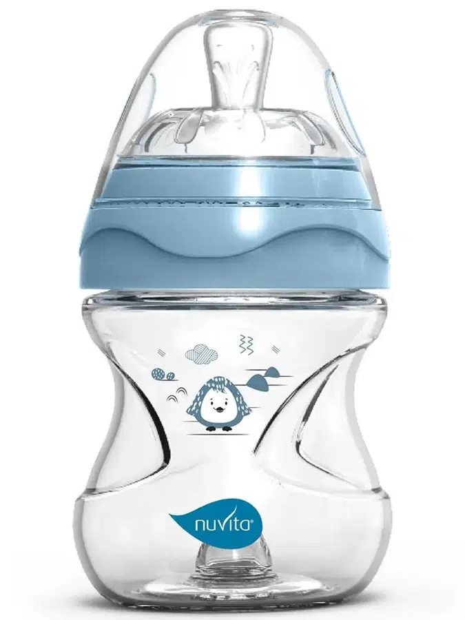 Бутылочка антиколиковая Nuvita 6011 Materno Feel 150мл, пластик, голубой NU-ALMB0061