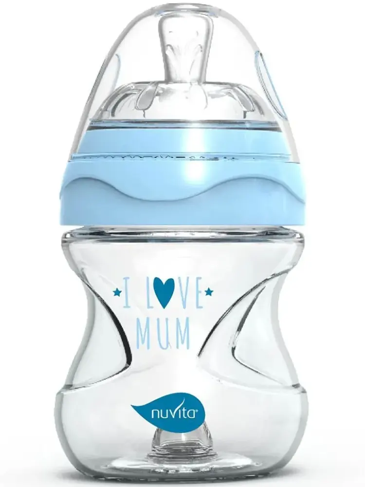 Бутылочка антиколиковая Nuvita 6013 Glass Collection 140мл, стекло, голубой NU-ALMB1031