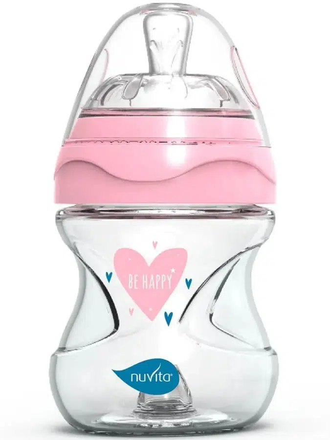 Бутылочка антиколиковая Nuvita 6013 Glass Collection 140мл, стекло, розовый NU-ALMB1032