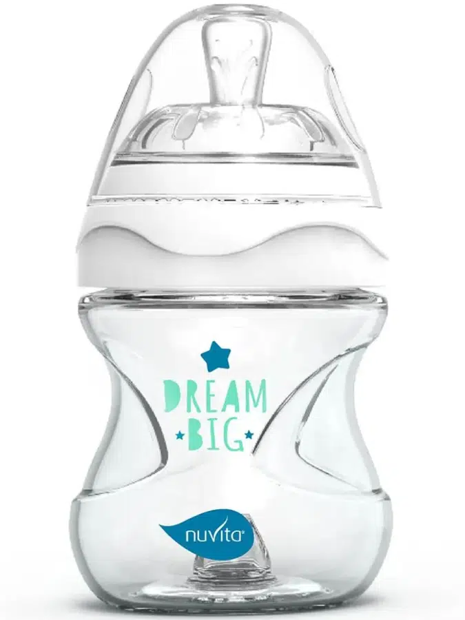 Бутылочка антиколиковая Nuvita 6013 Glass Collection 140мл, стекло, белый/зеленый NU-ALMB1033