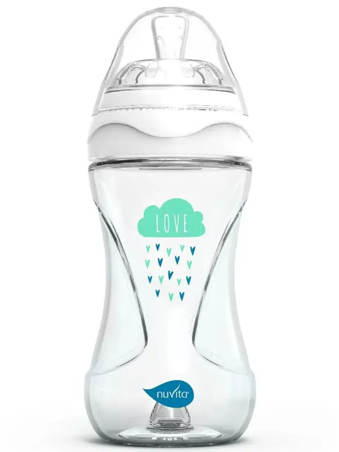 Бутылочка антиколиковая Nuvita 6033 Glass Collection 240мл, стекло, белый/зеленый NU-ALMB1041