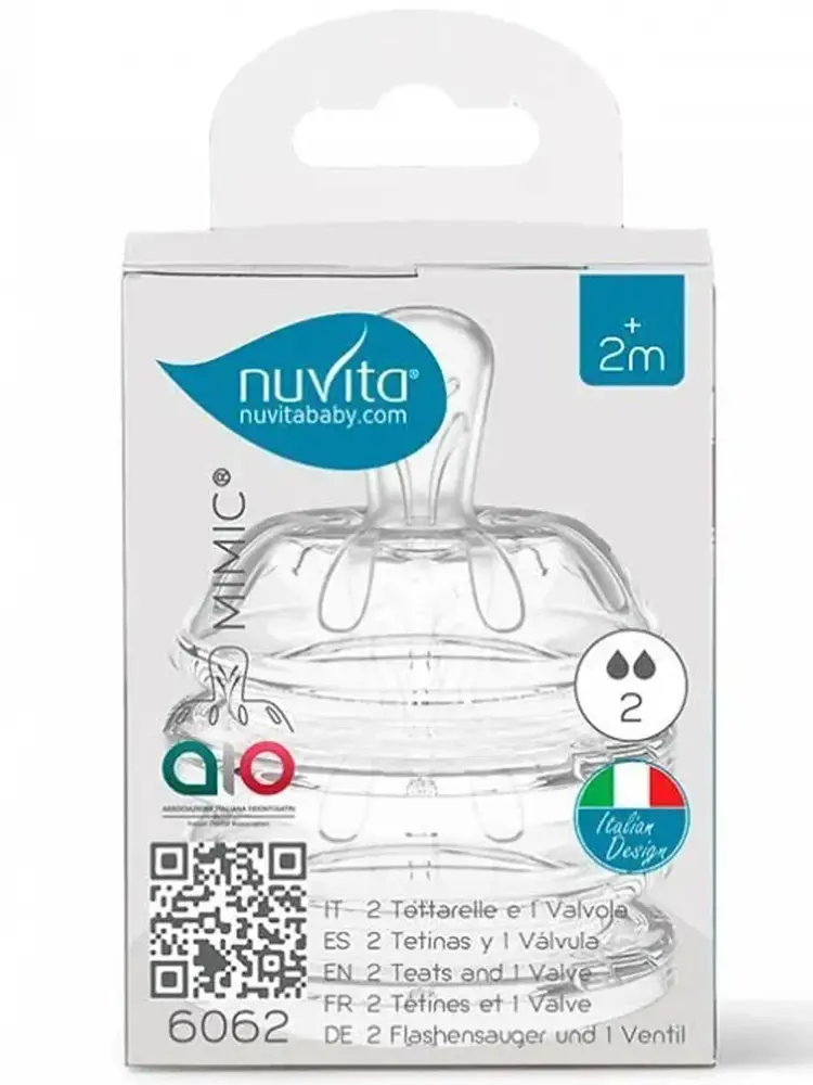 Соска для бутылочек Nuvita силиконовая 6062 Teats Flow 2, 2 шт NU-ALMB0011