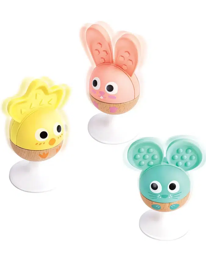 Погремушки-прорезыватели HAPE «Весёлое трио» набор на присосках, 0+