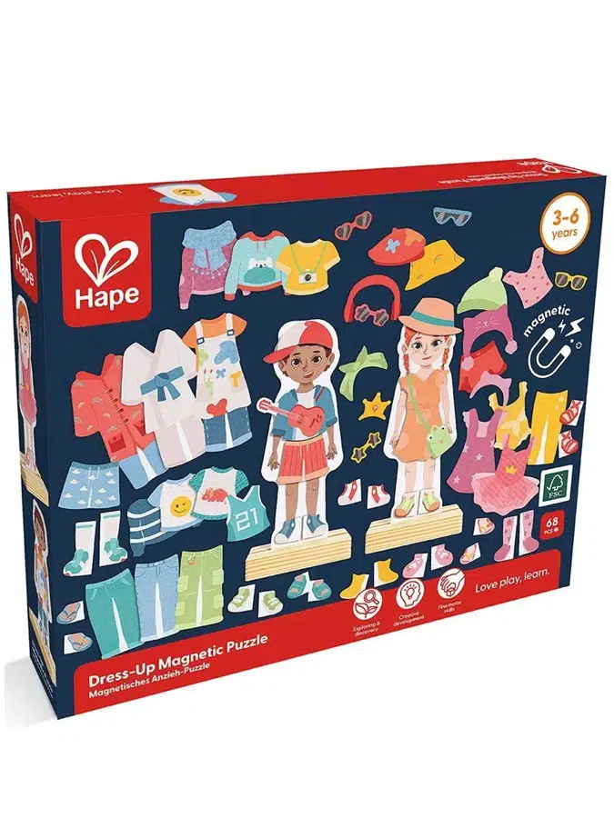 Магнитный конструктор HAPE «Меняй наряд» 2 фигурки , 67 элементов одежды E1651_HP