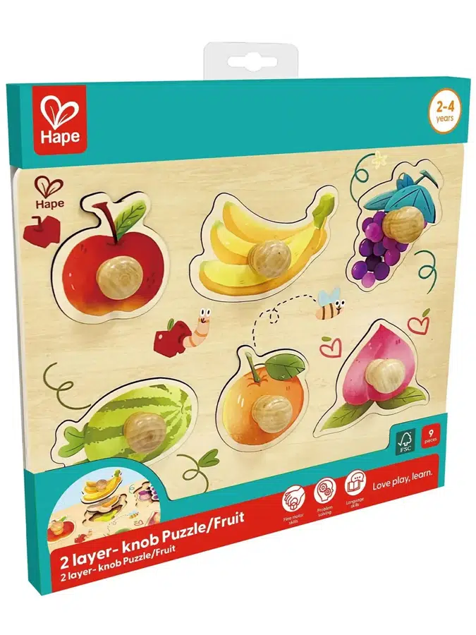 Пазл HAPE для детей "Умняша" Фрукты, вкладыши с ручками E1654_HP