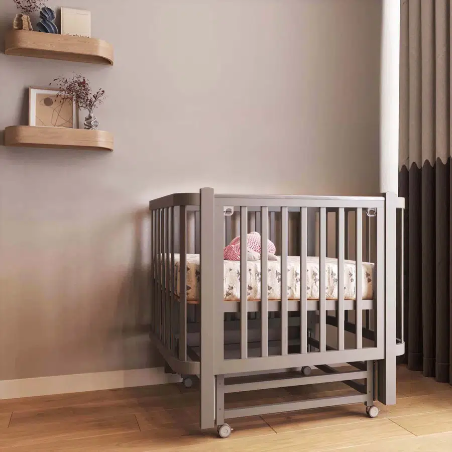 Кроватка детская ANTEMI Terra Light NEW с маятником 100х70, серый НИК 17с