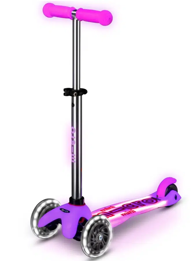 Самокат Mini Micro Deluxe Glow Plus (светящийся) LED розовый