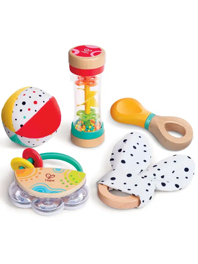 Набор погремушек HAPE «Малышам» сенсорный, 5 предметов