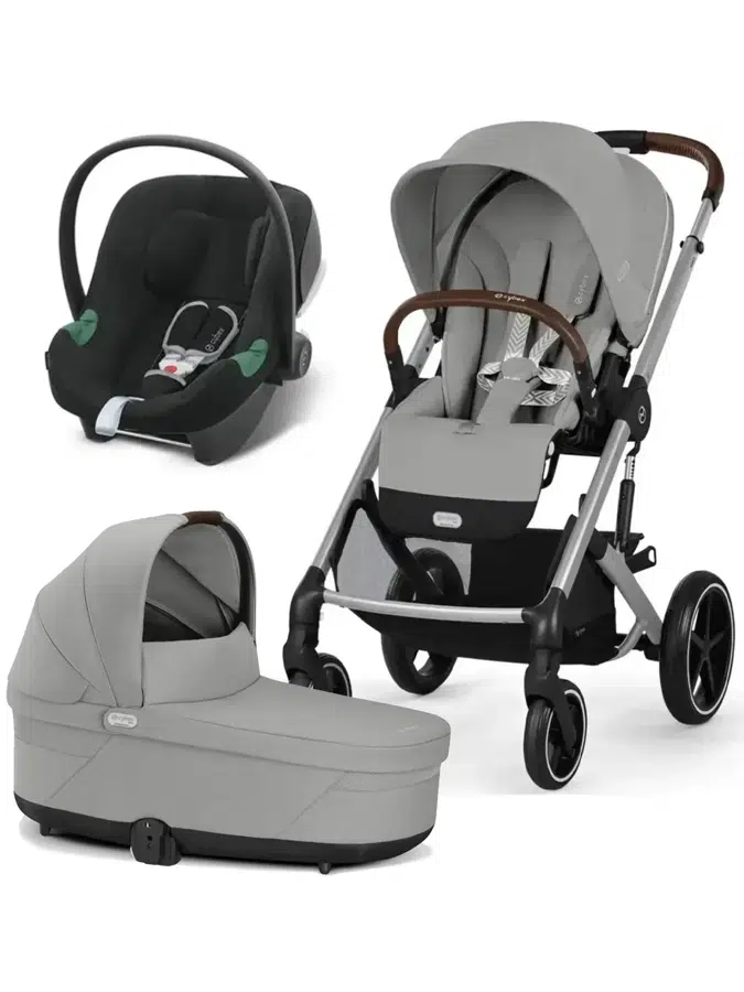 Коляска 3 в 1 Cybex Balios S Lux New SLV Stone Grey с дождевиком