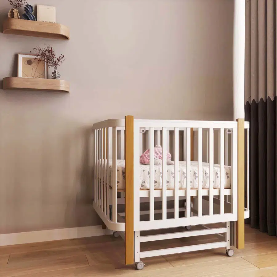 Кроватка детская ANTEMI Terra Light NEW с маятником 100х70, белый/дерево НИК 17б/д