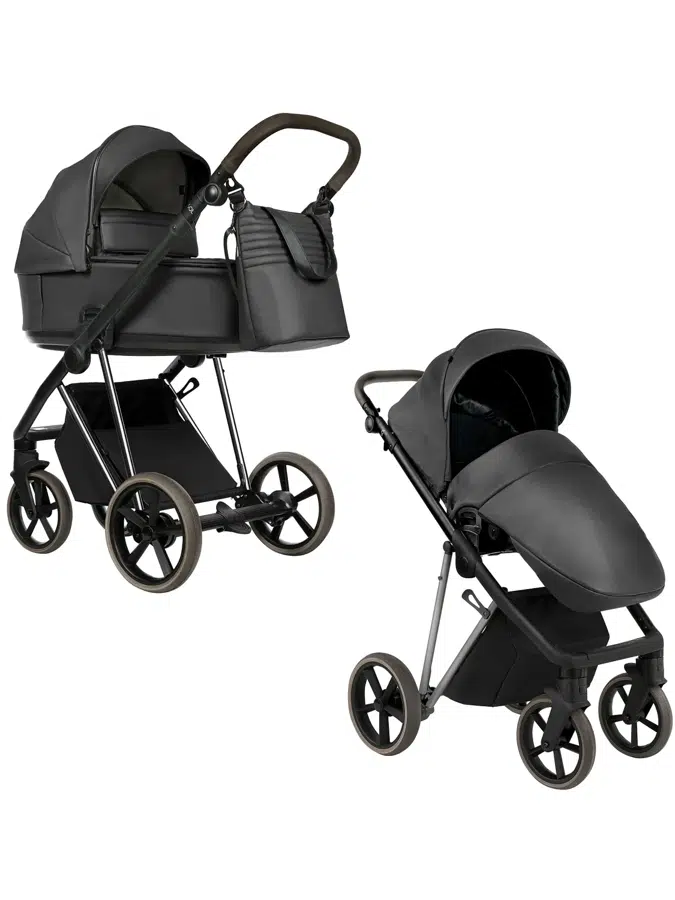 Коляска 2 в 1 ROAN Sol Кожа Woodland Gray/Nickel/руч-кол.Cappuccino (2 коробки) VEGA 99 DB