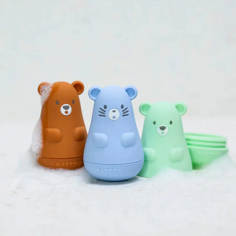 Набор игрушек Nattou Silicon Toy для купания 3 штуки caramel/blue/mint 875615