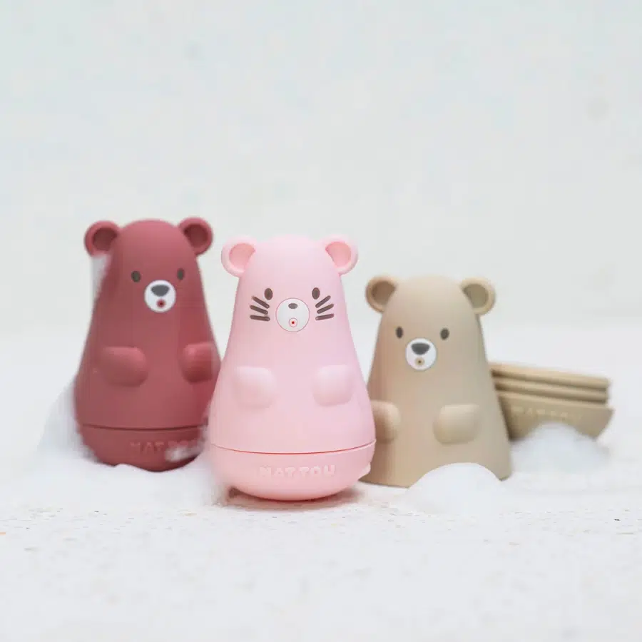 Набор игрушек Nattou Silicon Toy для купания 3 штуки berry pink/light pink/sand 875639
