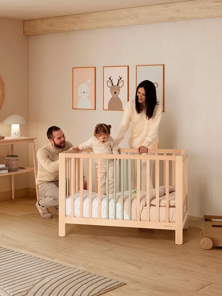 Кровать Micuna Nayra 120*60 white/taupe, натуральное дерево, съемные ламели
