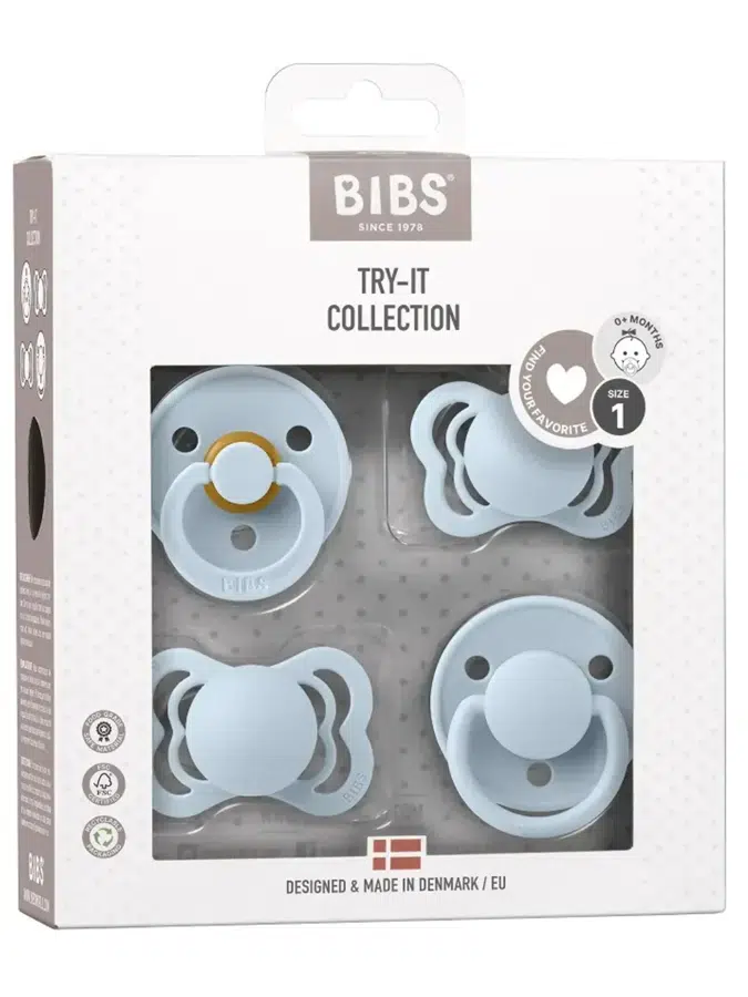 Набор пустышек BIBS Try-it, 4 шт. - Голубой (Baby Blue), 0+ мес. 91342