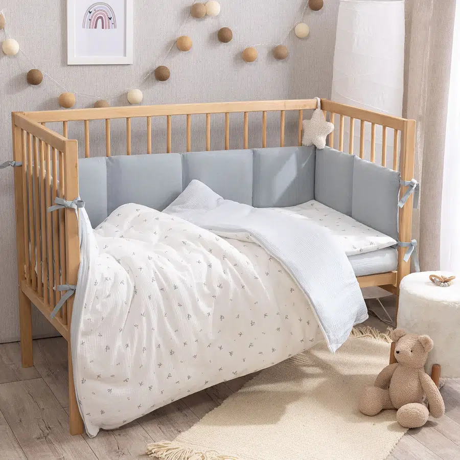 Комплект постельного белья PERINA Muslin 120х60 см 3 предмета Птички/голубая пастель КПБ3-М.1.23х2.9