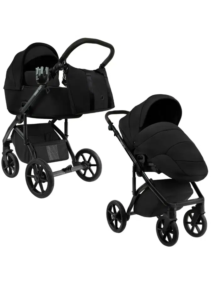 Коляска 2 в 1 Roan BASS Next Caviar Black/Black/руч.black (2 коробки) BSN/40/2