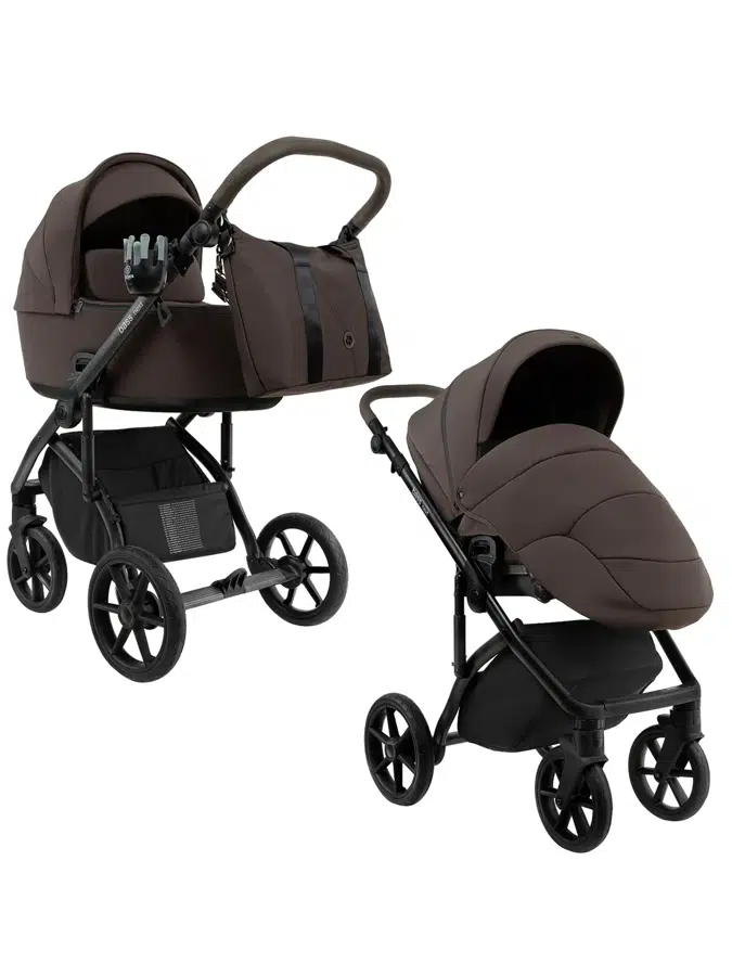 Коляска 2 в 1 ROAN Bass Next Turkish Coffe/Black/руч.cappuccino (2 коробки) BSN/44/2