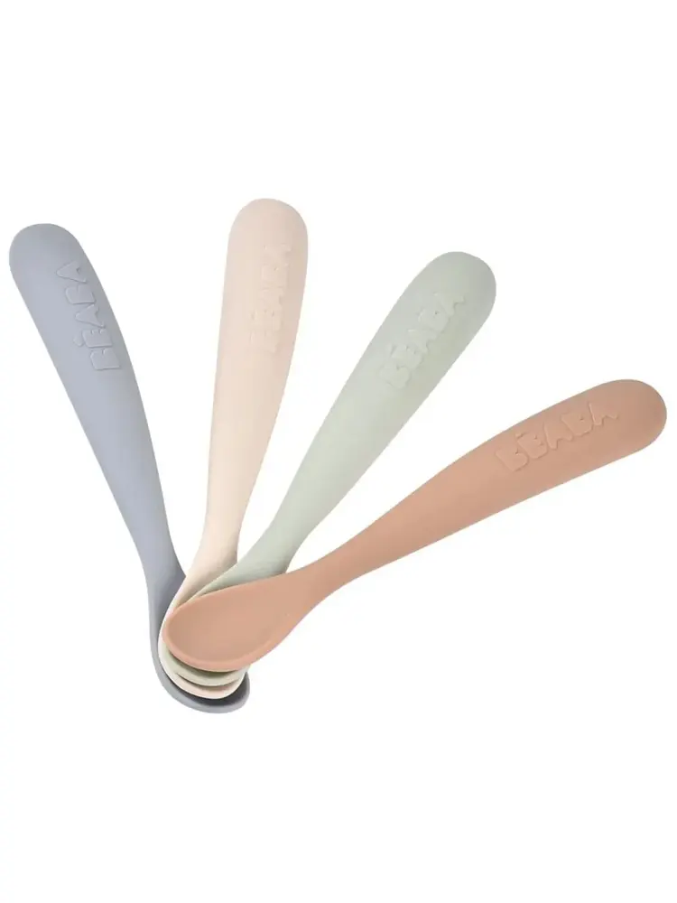 Набор ложек Beaba силиконовых в блистере 4шт 4М+ NATURAL/SET OF 4 1ST AGE SILIC SPOONS NATURAL 913601