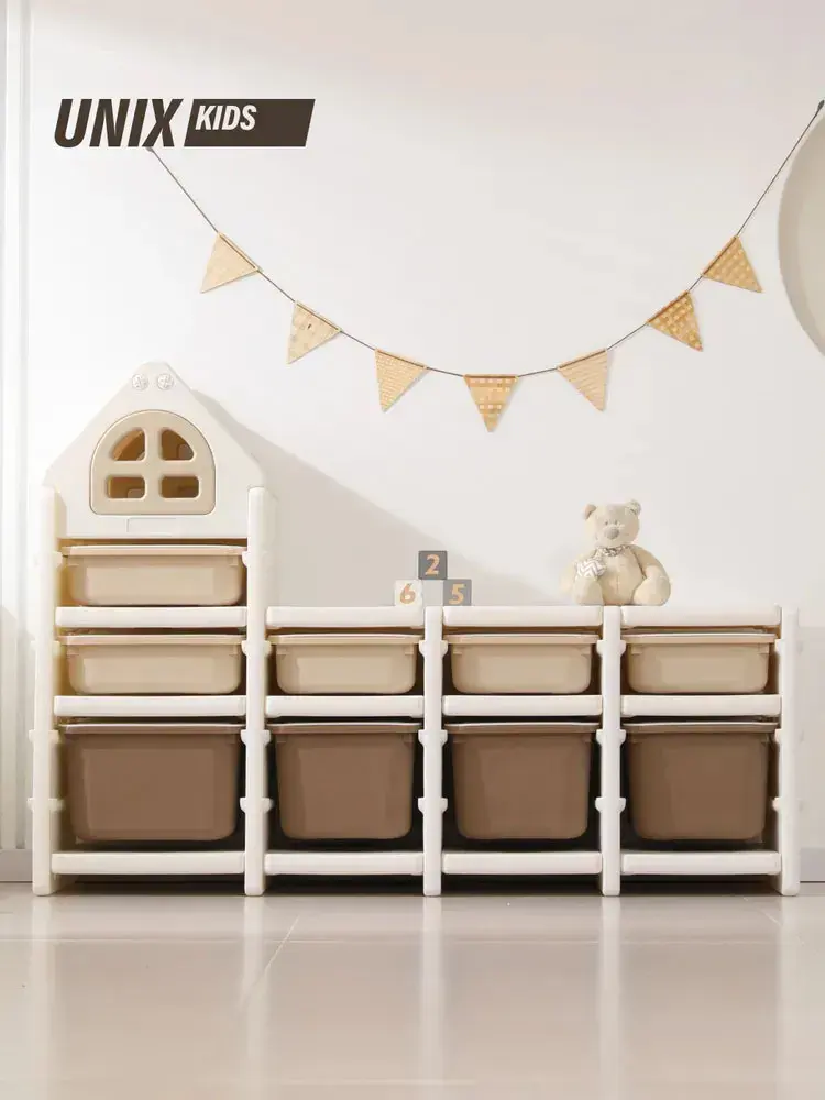 Стеллаж UNIX Kids для игрушек (9 ящиков) Camel PTSTW9CL, пластик, бежевый