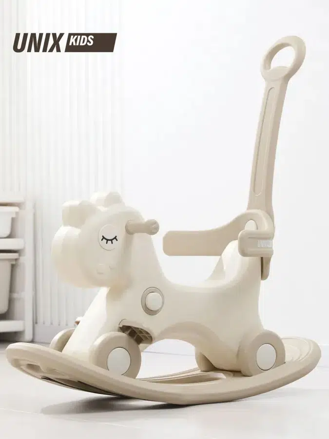 Лошадка-качалка-беговел с ручкой UNIX Kids Dino Camel PRHDINOCL