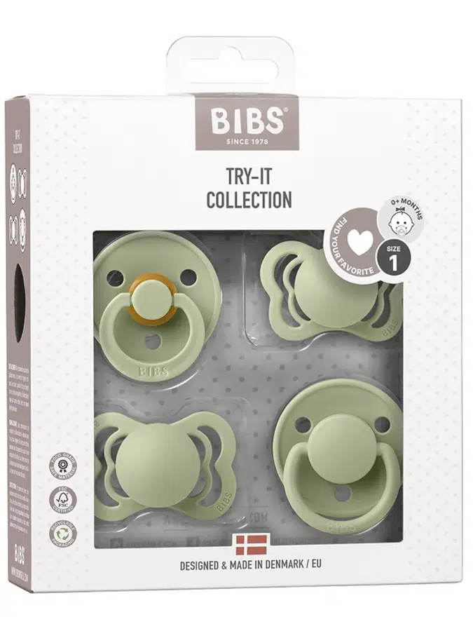 Набор пустышек BIBS Try-it, 4 шт. - Шалфей (Sage), 0+ мес. 91343