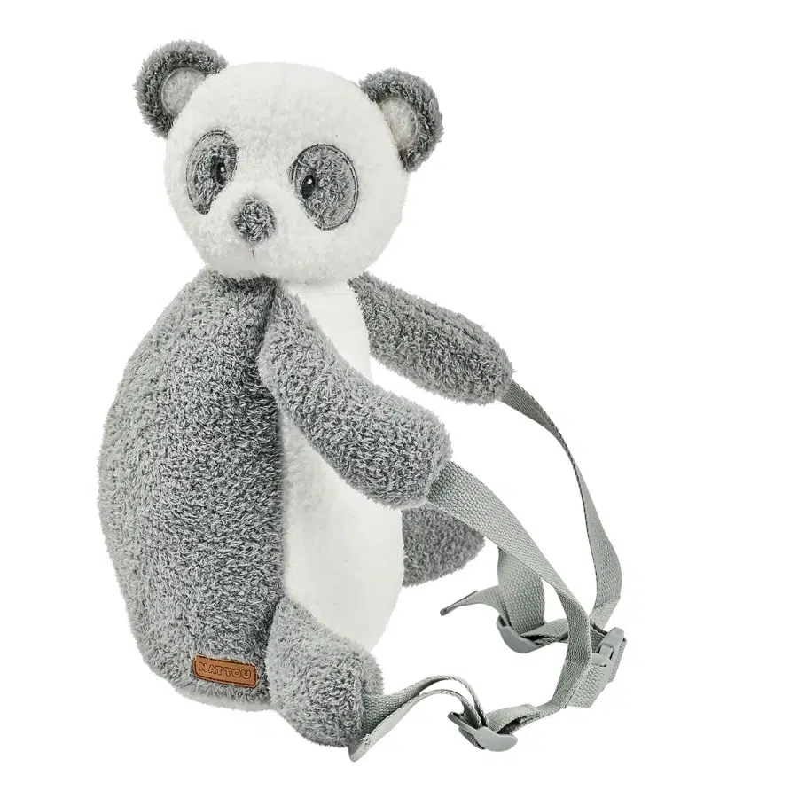 Рюкзак детский Nattou TEDDY Panda Панда 856492, серый, плюш, 20x20x30 см