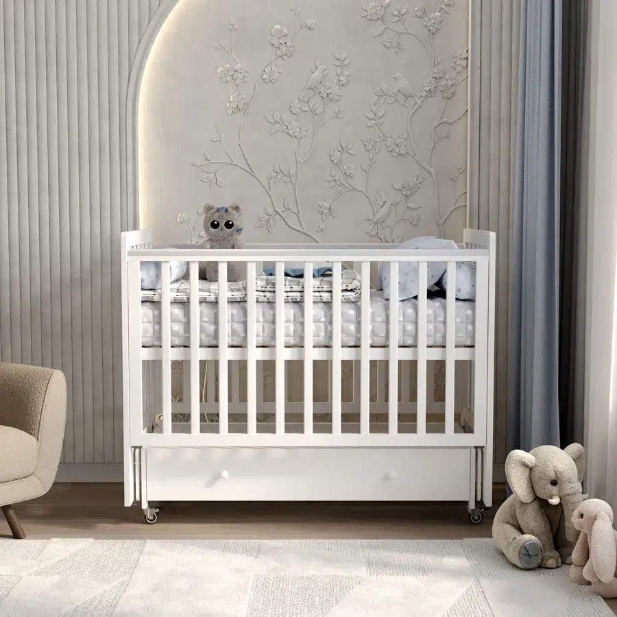 Кровать ANTEMI Classic Sleep 120х60 с ящиком-маятником белый НИК 22б