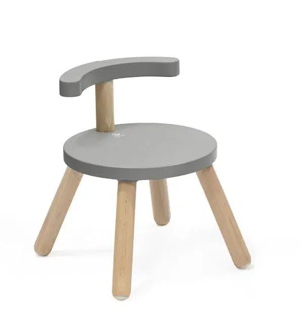 Стульчик Stokke для кормления и игр MuTable Серый (Storm Grey) 627102, дерево, от 1.5 лет, 23-29см
