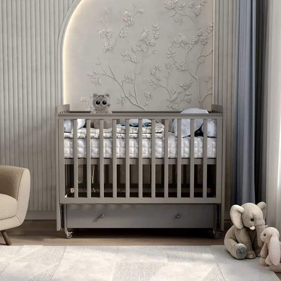 Кровать ANTEMI Classic Sleep 120х60 с ящиком-маятником графит НИК 22г