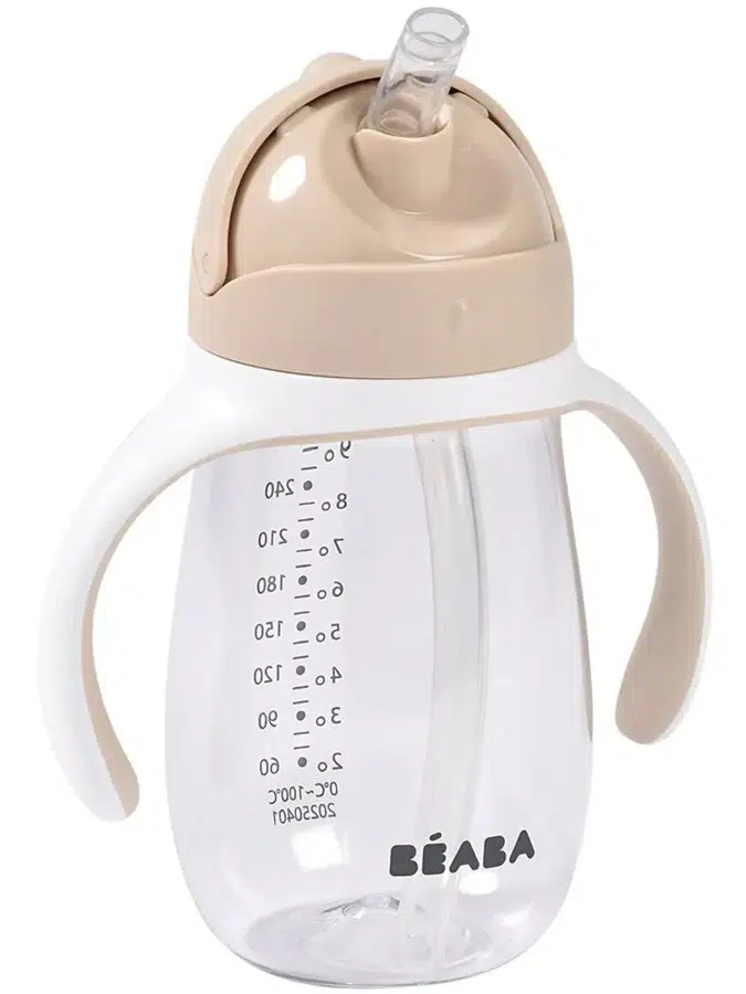 Поильник Beaba STRAW CUP 300мл CLAY 913632, с трубочкой, бежевый