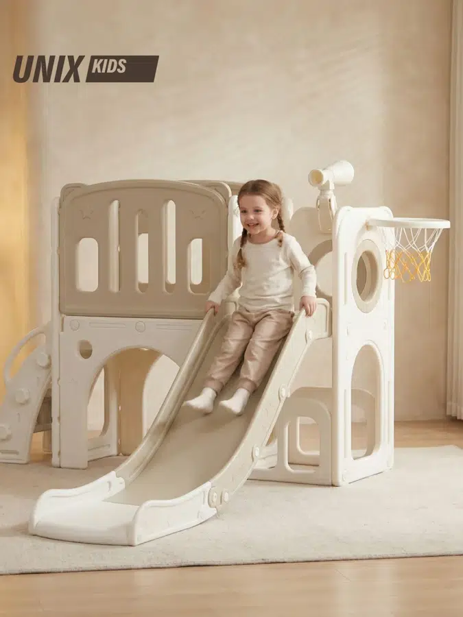 Комплекс игровой UNIX Kids горка, баскетбольное кольцо, смотровая башня Star Camel PSLSTARCL, бежевый