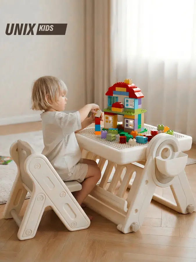 Стол со стульчиком 4 в 1 детский развивающий UNIX Kids Lego Camel PPTLEGO4IN1CL